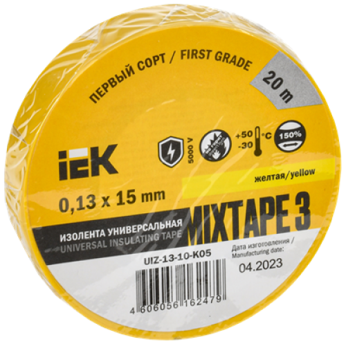 MIXTAPE 3 Изолента 0,13х15мм желтая 20м IEK
