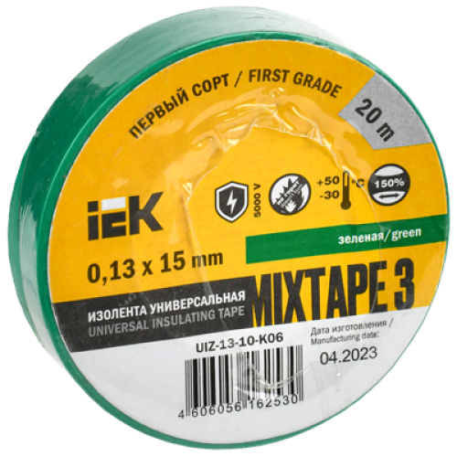 MIXTAPE 3 Изолента 0,13х15мм желто-зеленая 20м IEK