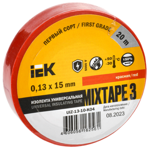 MIXTAPE 5 Изолента 0,18х19мм красная 20м IEK 