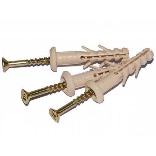 Дюбель быстрого монтажа, грибок, 6х40 mm (с шурупом), уп (100 шт.)