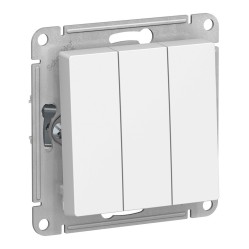 Выключатель 3-клавишный Schneider Electric ATLASDESIGN, скрытый монтаж, белый