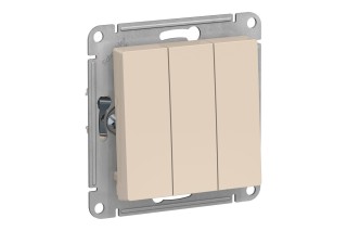 Выключатель 3-клавишный Schneider Electric ATLASDESIGN, скрытый монтаж, бежевый