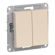 Выключатель 2-клавишный Schneider Electric ATLASDESIGN, скрытый монтаж, бежевый