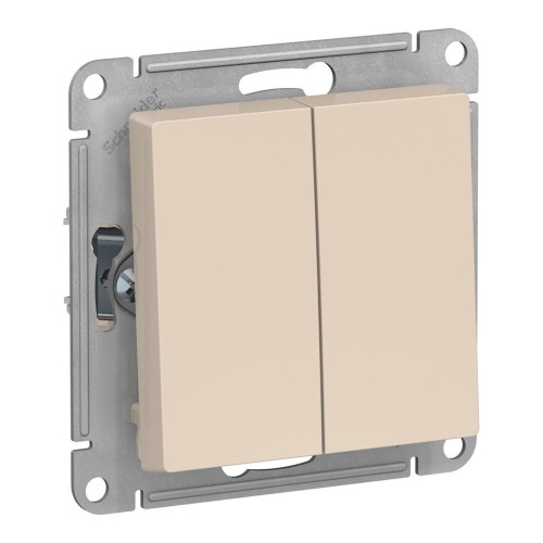 Переключатель 2-клавишный Schneider Electric ATLASDESIGN, скрытый монтаж, бежевый