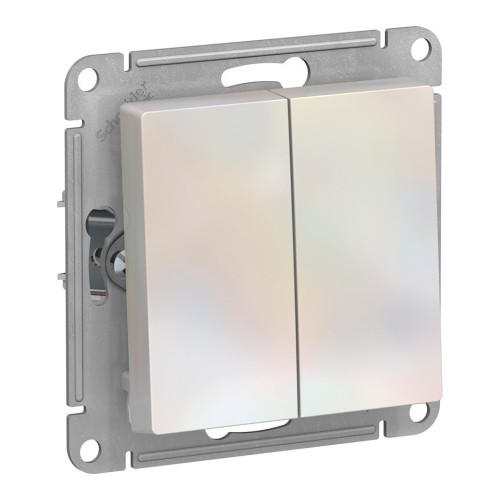 Выключатель 2-клавишный Schneider Electric ATLASDESIGN, скрытый монтаж, жемчуг