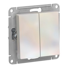 Переключатель 2-клавишный Schneider Electric ATLASDESIGN, скрытый монтаж, жемчуг