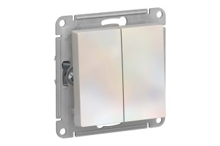 Переключатель 2-клавишный Schneider Electric ATLASDESIGN, скрытый монтаж, жемчуг