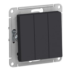 Выключатель 3-клавишный Schneider Electric ATLASDESIGN, скрытый монтаж, карбон