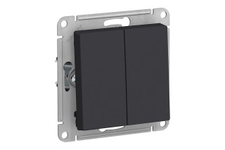 Выключатель 2-клавишный Schneider Electric ATLASDESIGN, скрытый монтаж, карбон