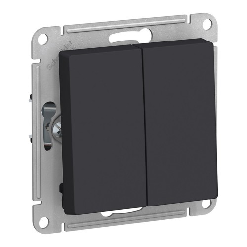 Переключатель 2-клавишный Schneider Electric ATLASDESIGN, скрытый монтаж, карбон